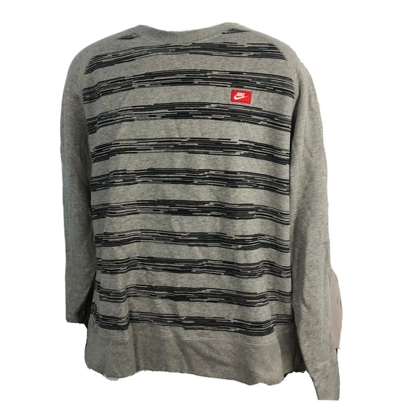 Nike Crew Neck Pullover Sweatshirt 100% Cotton Gray And Black Stripes Men’s XL - Picture 1 of 4